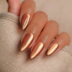 Medium Glossy Brown Cat eye nails
