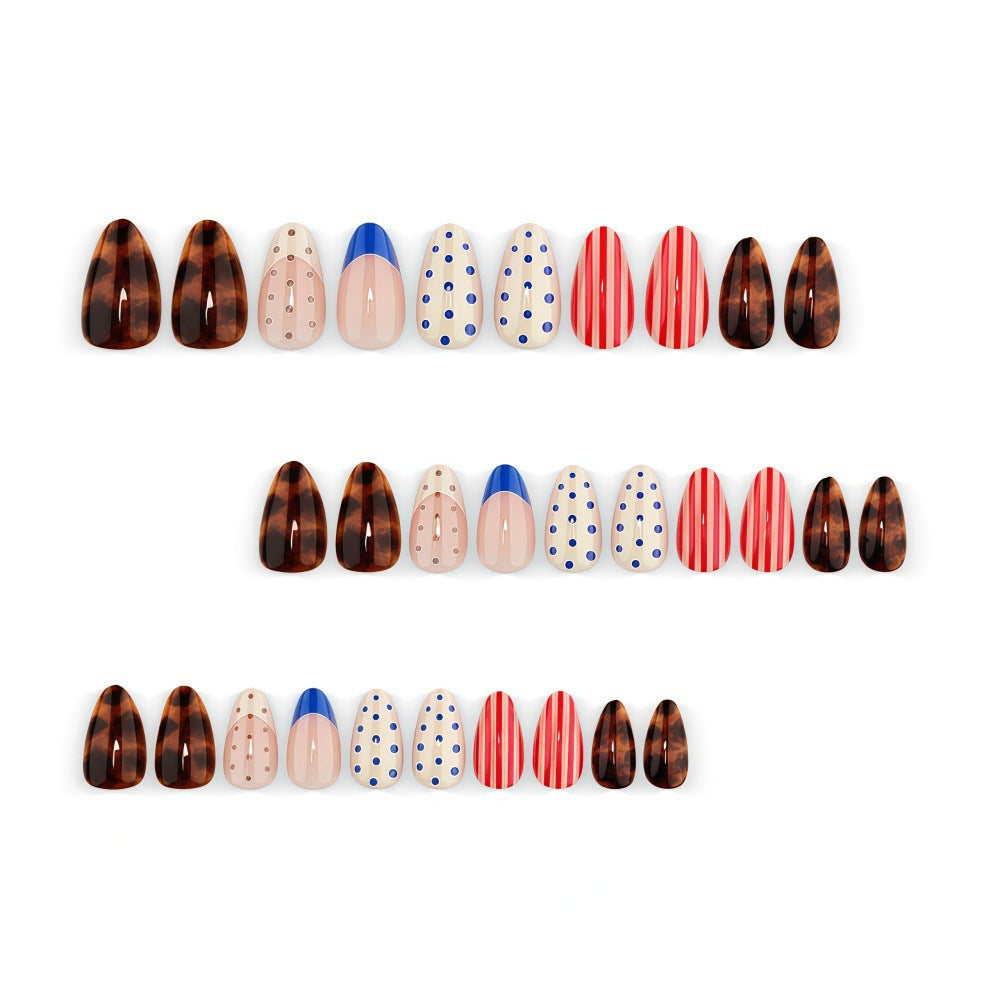 Red and blue dotted nails