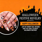 24pcs Short French Oval Orange Halloween Pumpkin Nails