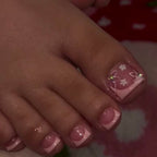 Floral-engraved diamond toe nails