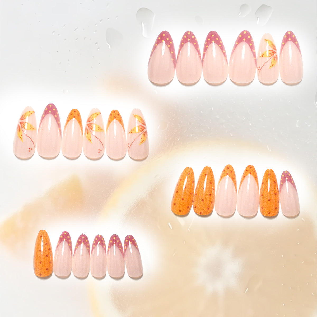 Orange polka dot nails