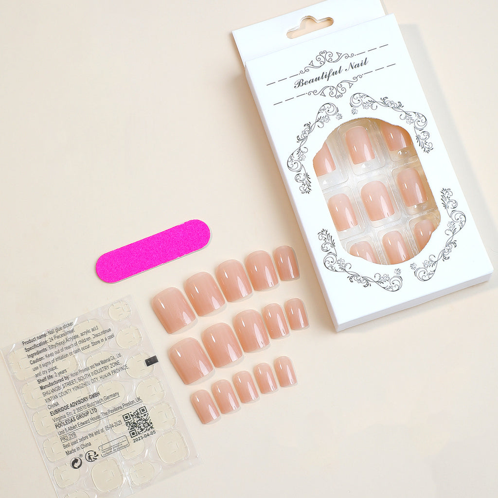 24pcs Short skin color fashion nails