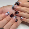 Square blue polka dot nails