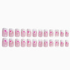 24pcs French-style flower Glitter short nails