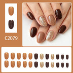 Sparkling powder milk tea nails