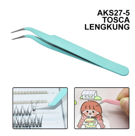 Nail art tool curved head tweezers Macaroon color anti-static