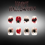 24pcs Short Square French Glitter Halloween Nails