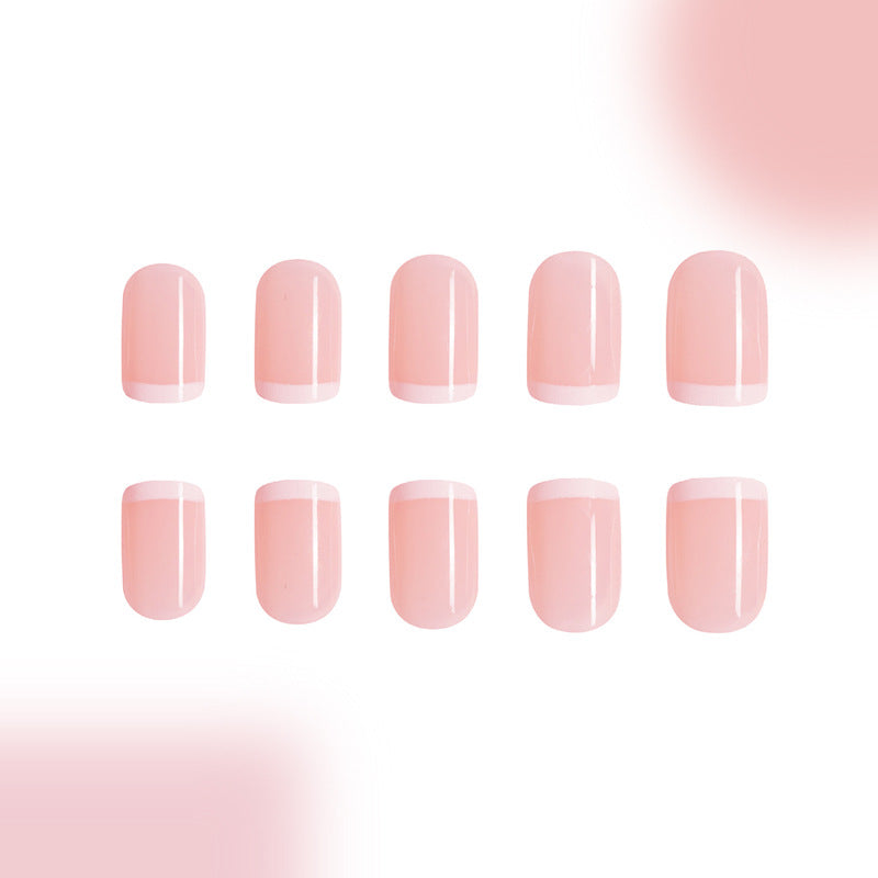 24pcs Short Square French White lines Nails