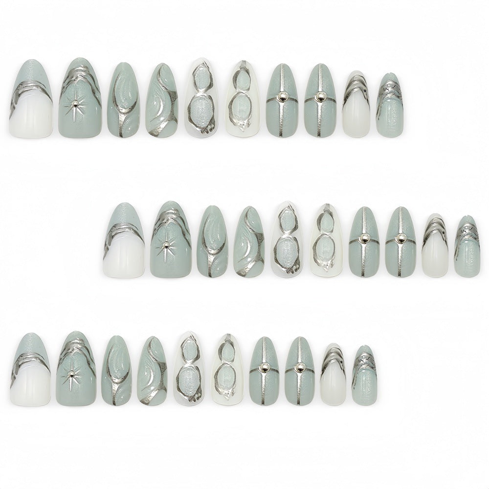 Starburst almond-shaped nails