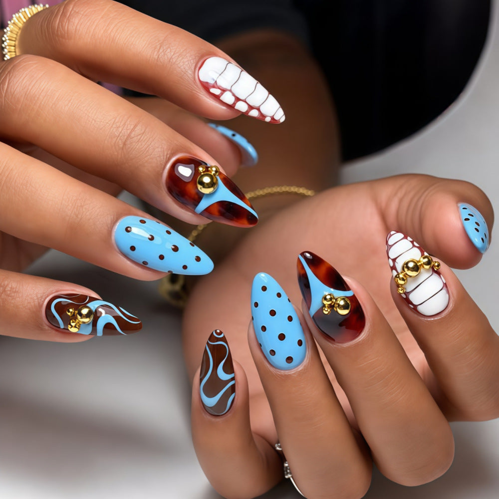 Sky polka dot nails