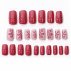Wine-red snowflake nails