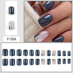 24pcs Blue short Oval Nails