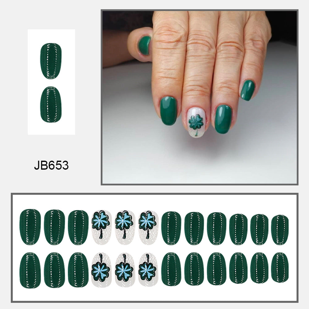 24pcs St. Patrick's Four-leaf clover Versatile nails