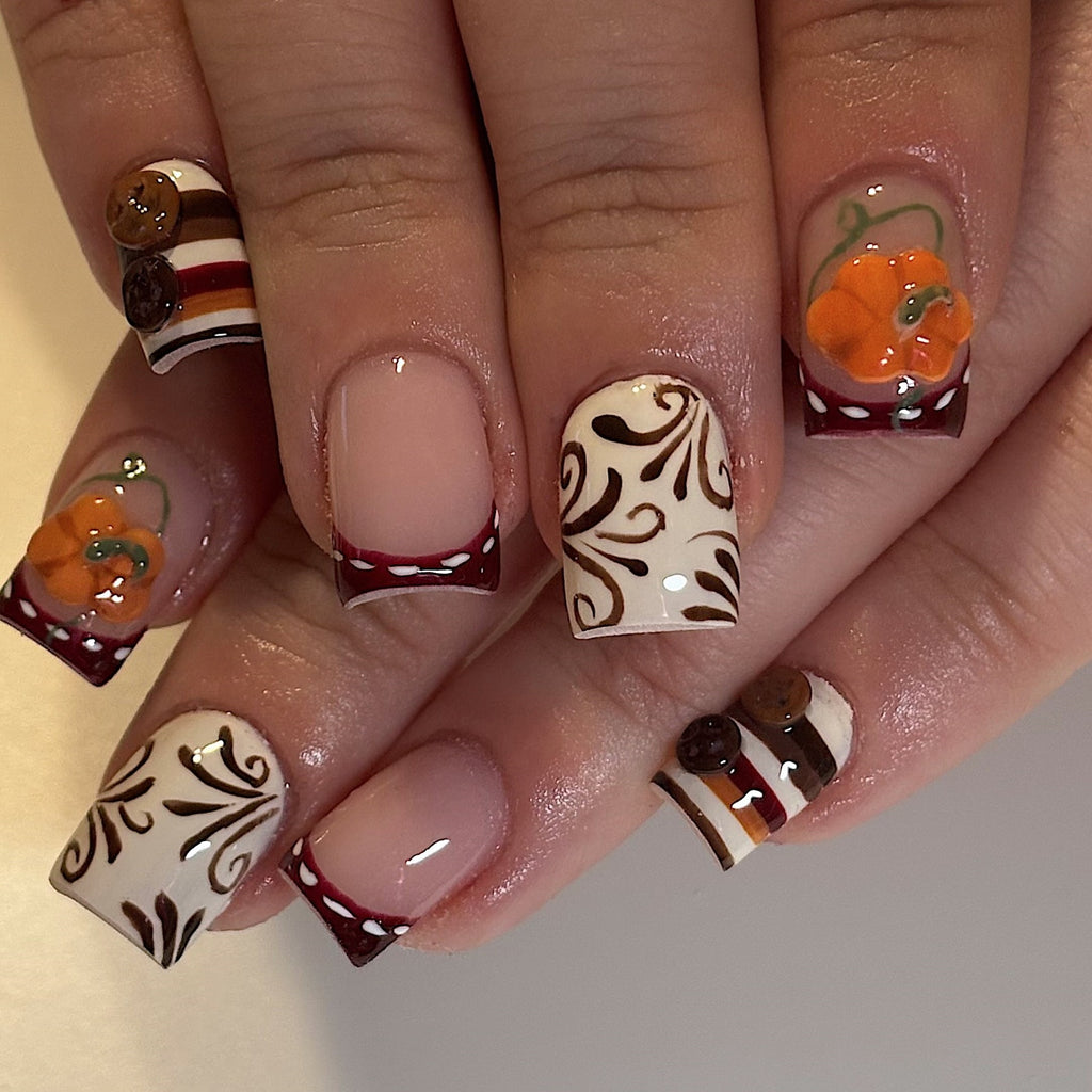 Coffee pumpkin nails