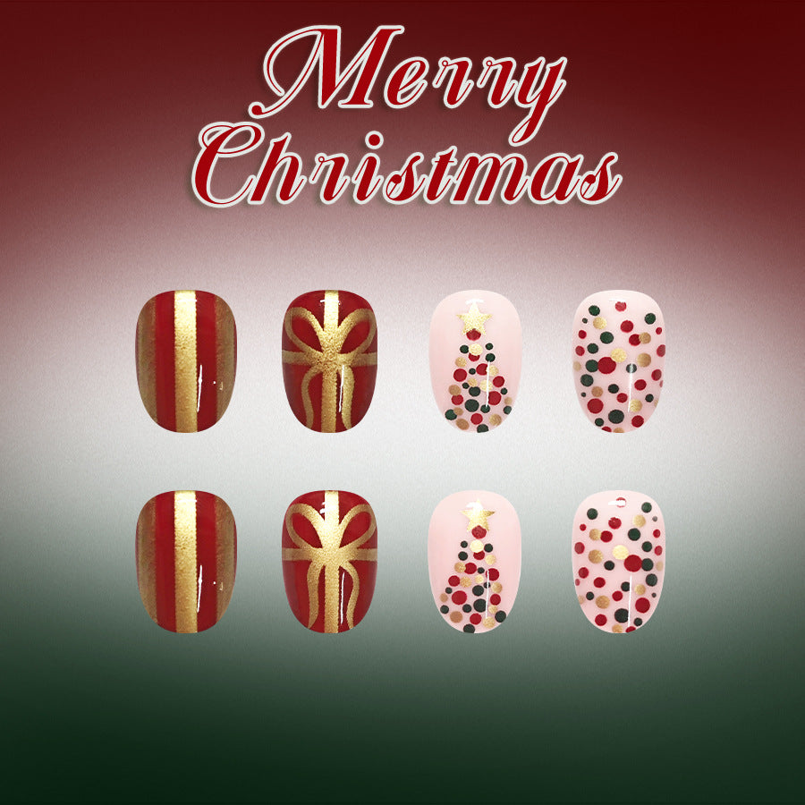Christmas tree polka dot nails