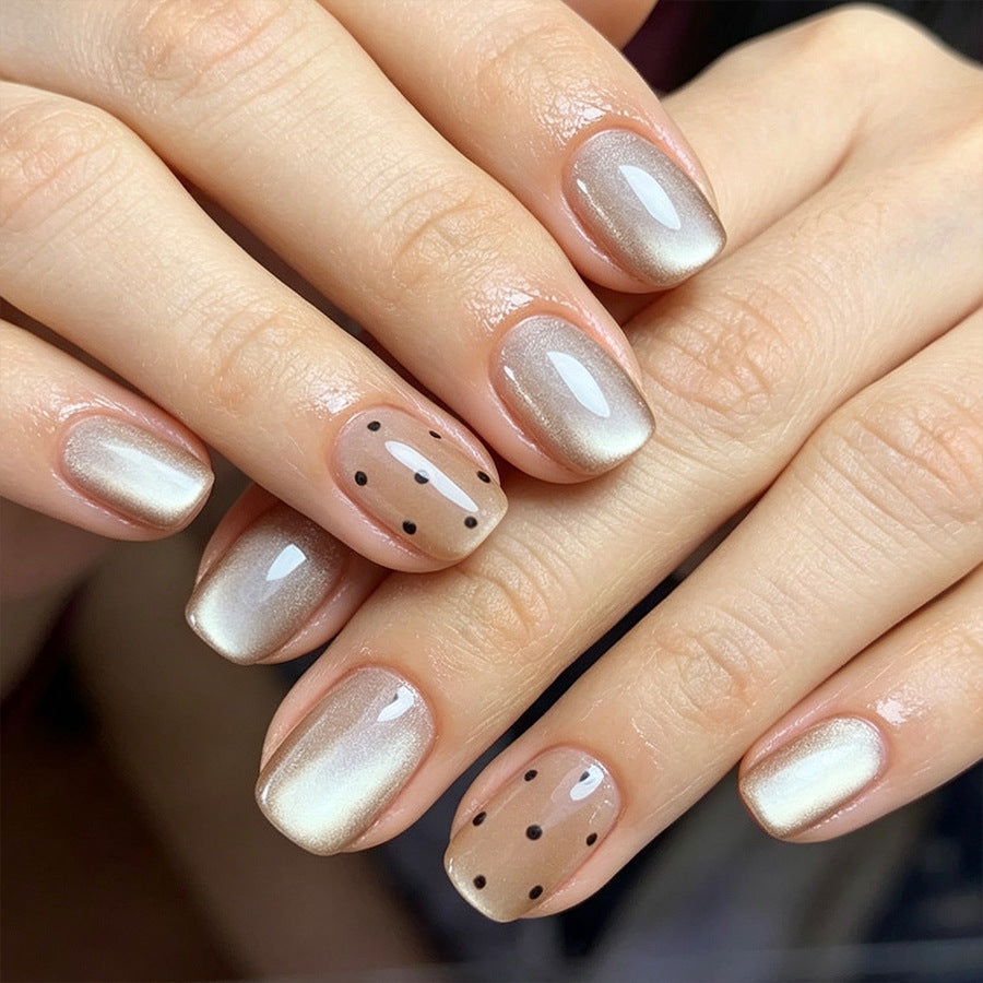 24pcs Short Square patterned Cat-eye Press on nails