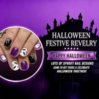 24pcs Short Square Halloween purple nails