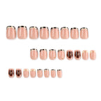Short Square Oval French Leopard Nails