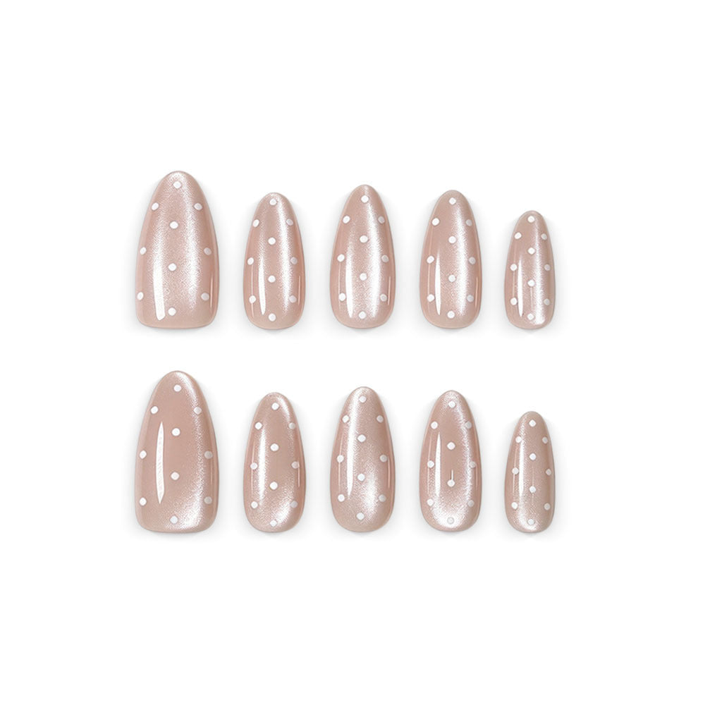Nude polka dot nails
