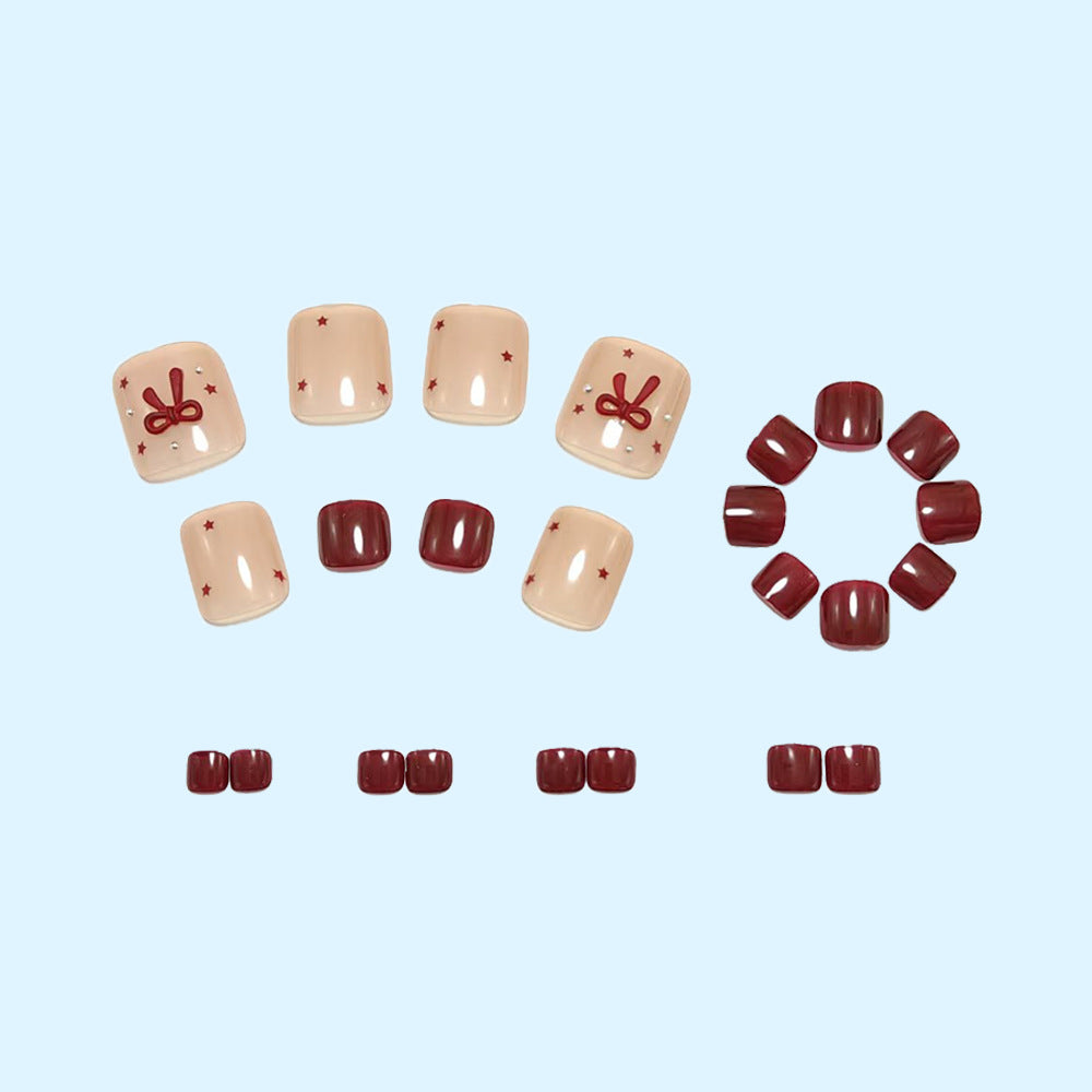 Bows flower-shaped toe nails