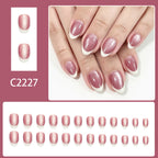 Pinkish-purple French nails