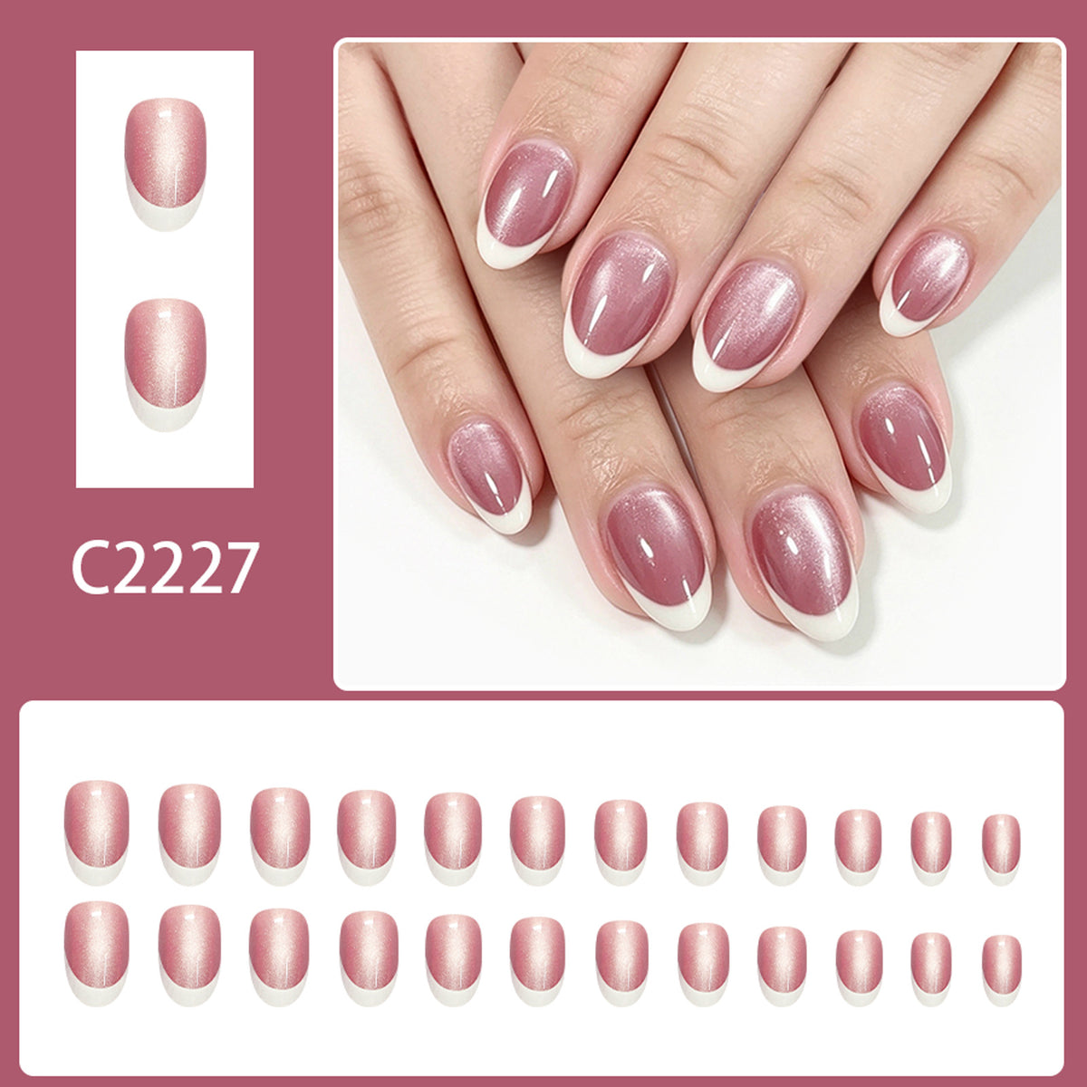 Pinkish-purple French nails