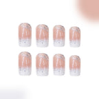24pcs Medium glossy white edge French manicure