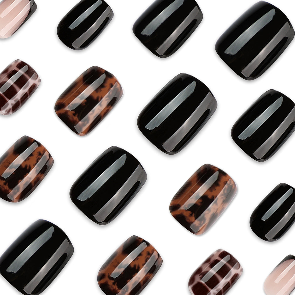 Short Squoval Leopard Autumn and Winter Nail