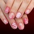 24pcs Short Square Powder Christmas Stripe Nails
