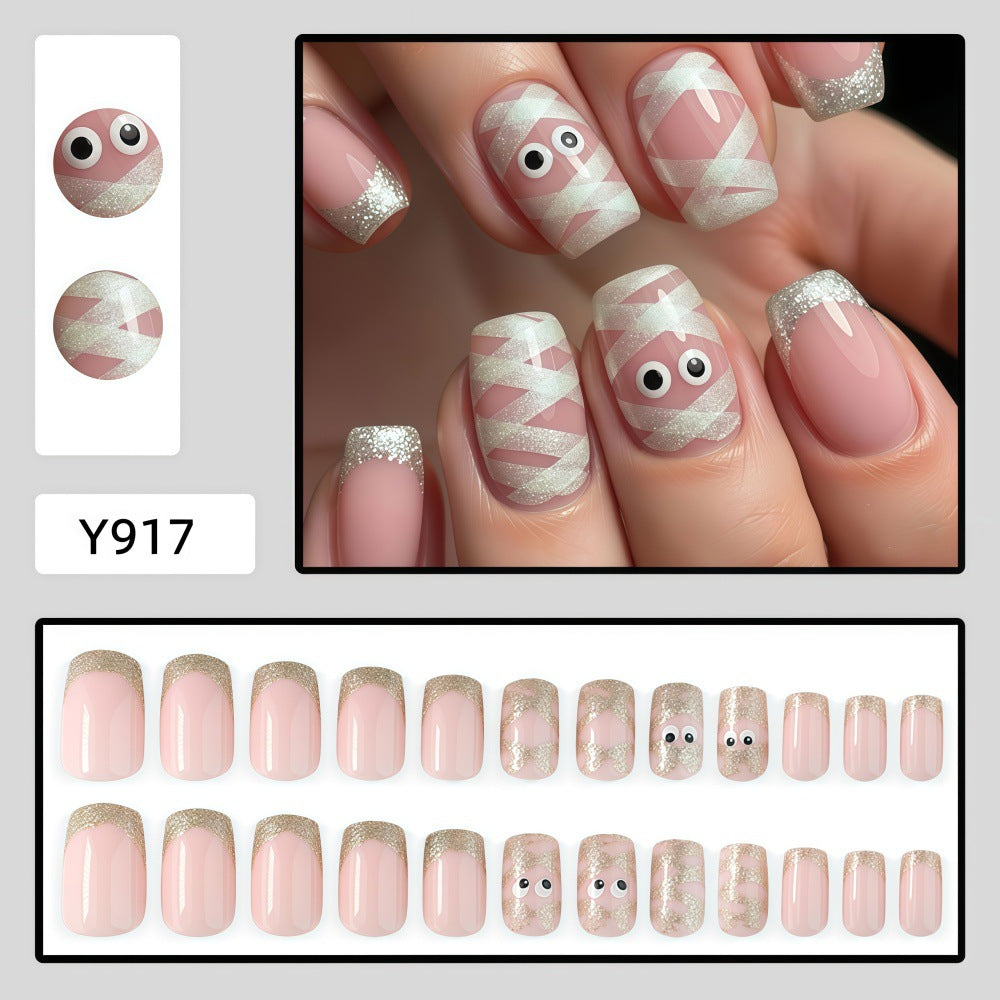 Bare color cartoon-style nails