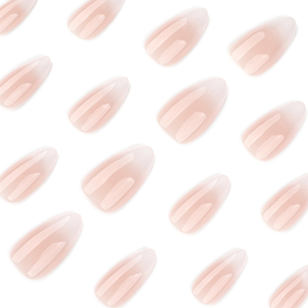 Short Ombre white Almond nails
