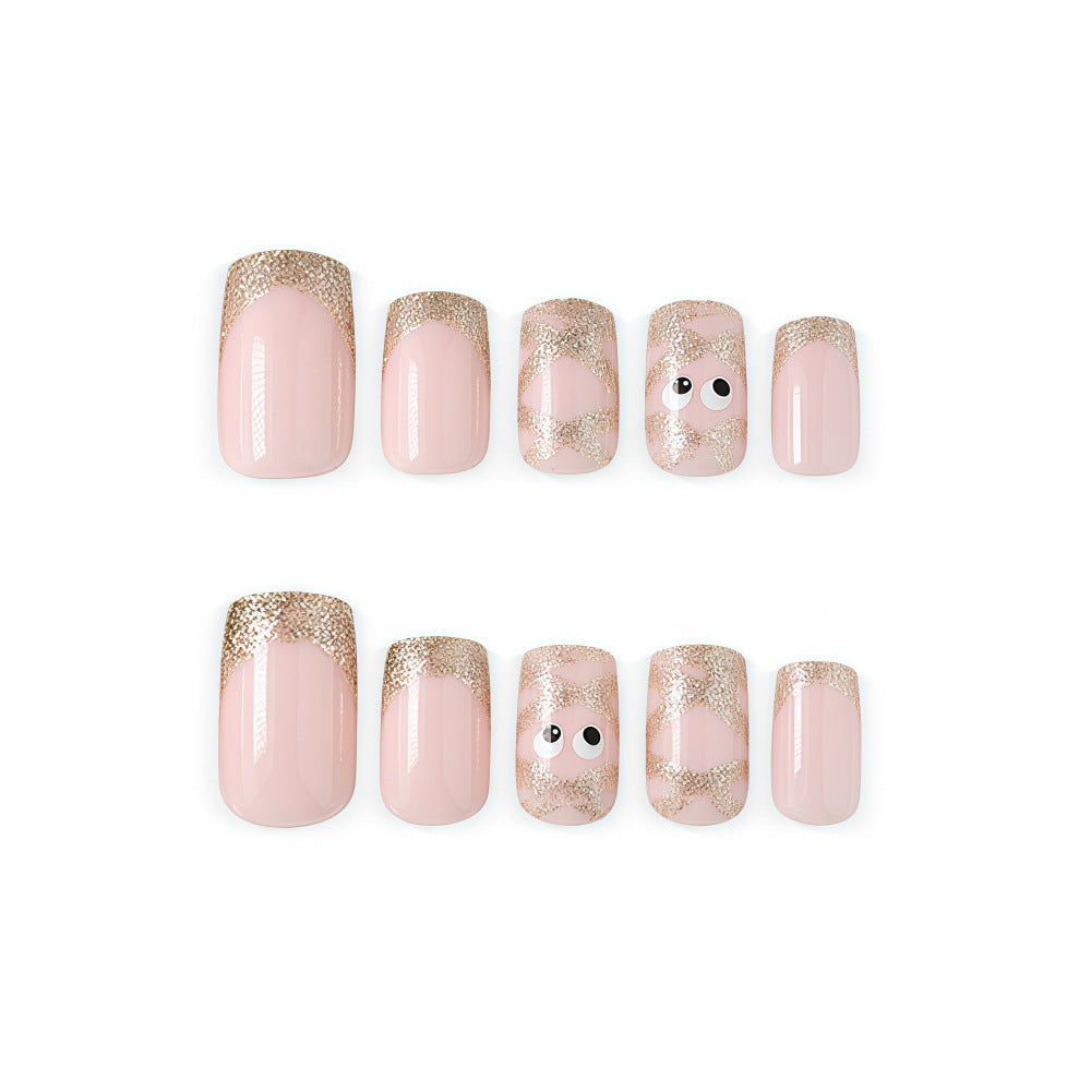 Bare color cartoon-style nails