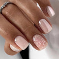 Shiny pearlescent pink nails