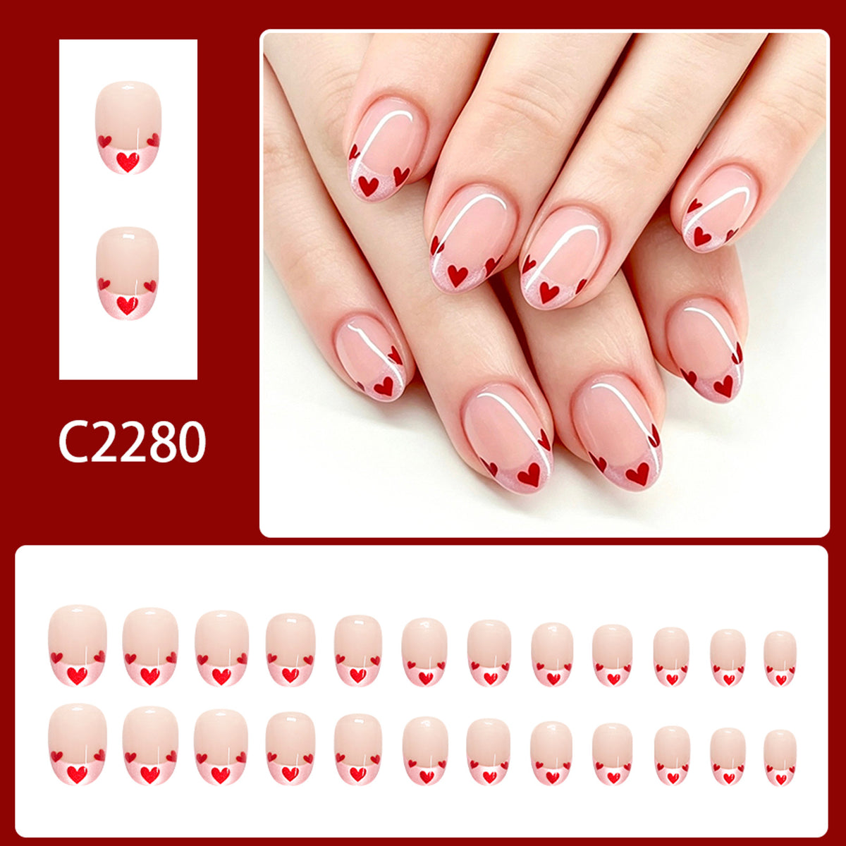 Heart-shaped French nails