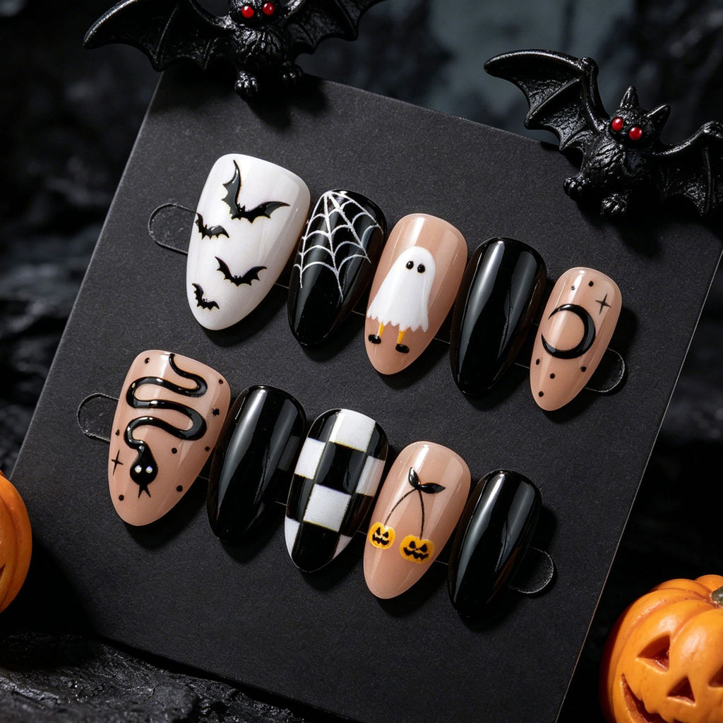 Pumpkin ghost nails