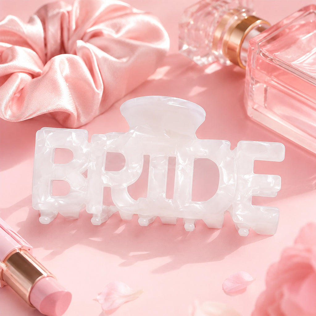 BRIDE Letter Hair Clip White Shell Acrylic Large Hair Pin for Wedding and Party