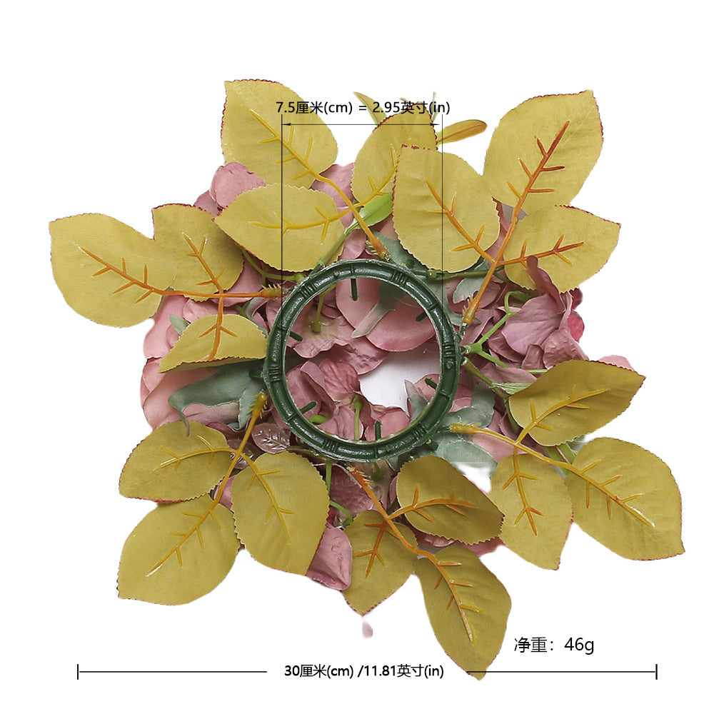 Simulation rose hydrangea candleholder wreath table decoration for wedding decoration