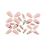 24pcs Almond shaped Flower Nails for holidays