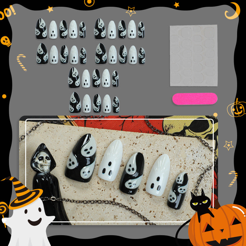 Black and white ghost nails