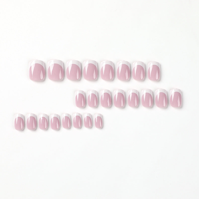 Short square white French-style nails
