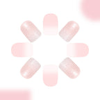 24pcs Short Glossy Square with Gradient color glitter nails