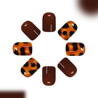 Short Square Brown Cat-eye Nails