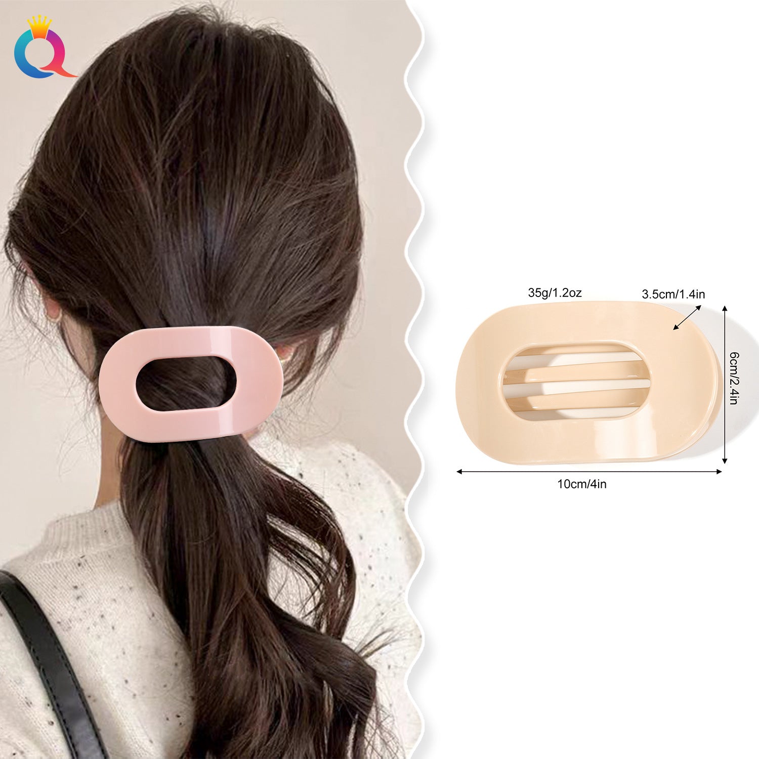 PC Hair Clip Back-of-Head Ponytail Holder Shark Clip Women's Hair Accessory