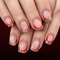 Glitter French snowflake nails
