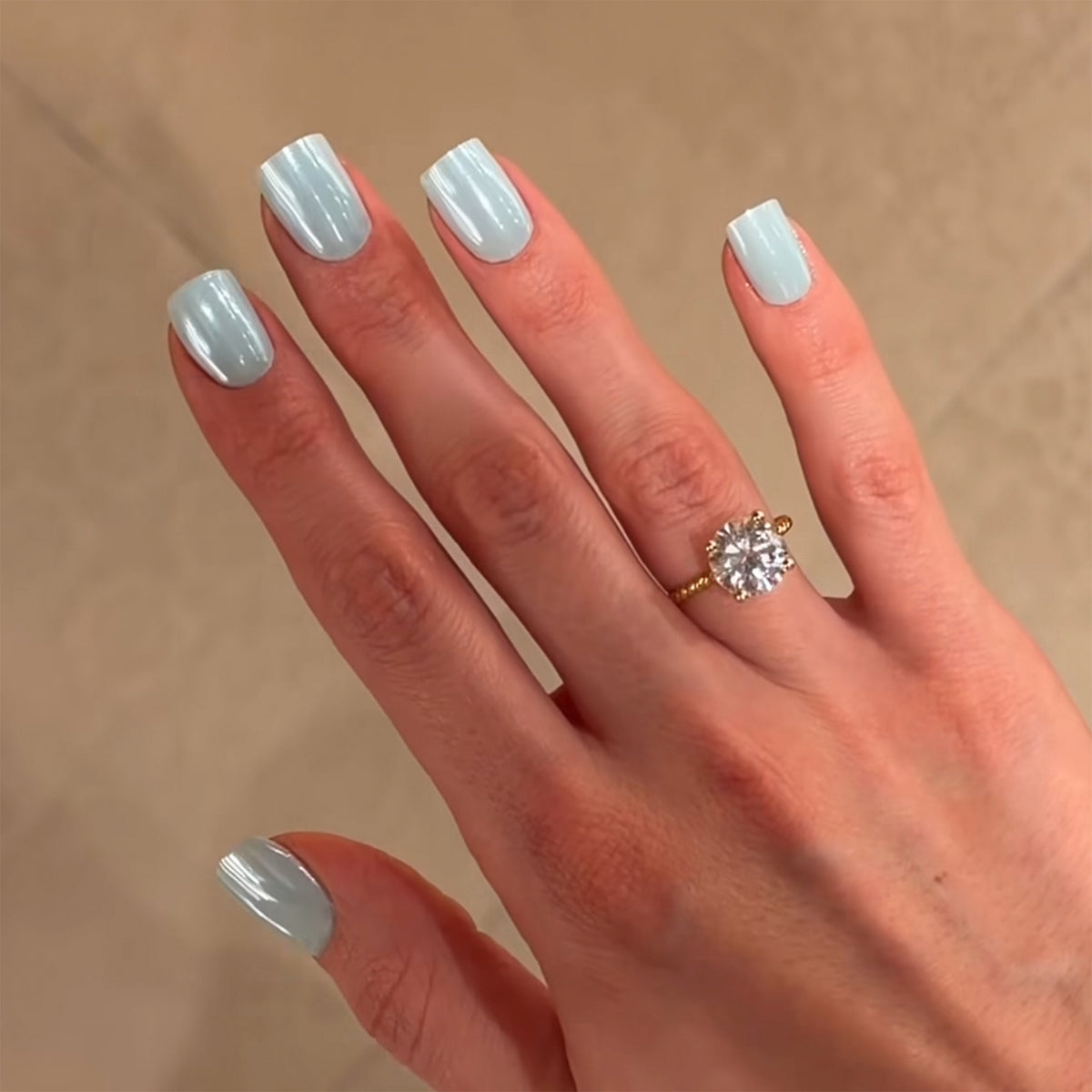 Short square blue nails