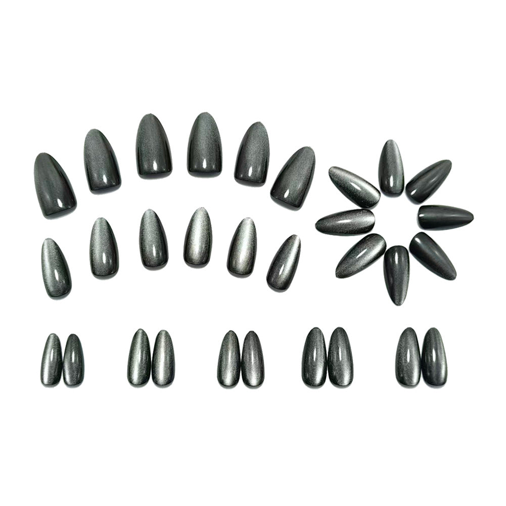 30pcs Black Cat Eye Starry Sky Press on nails