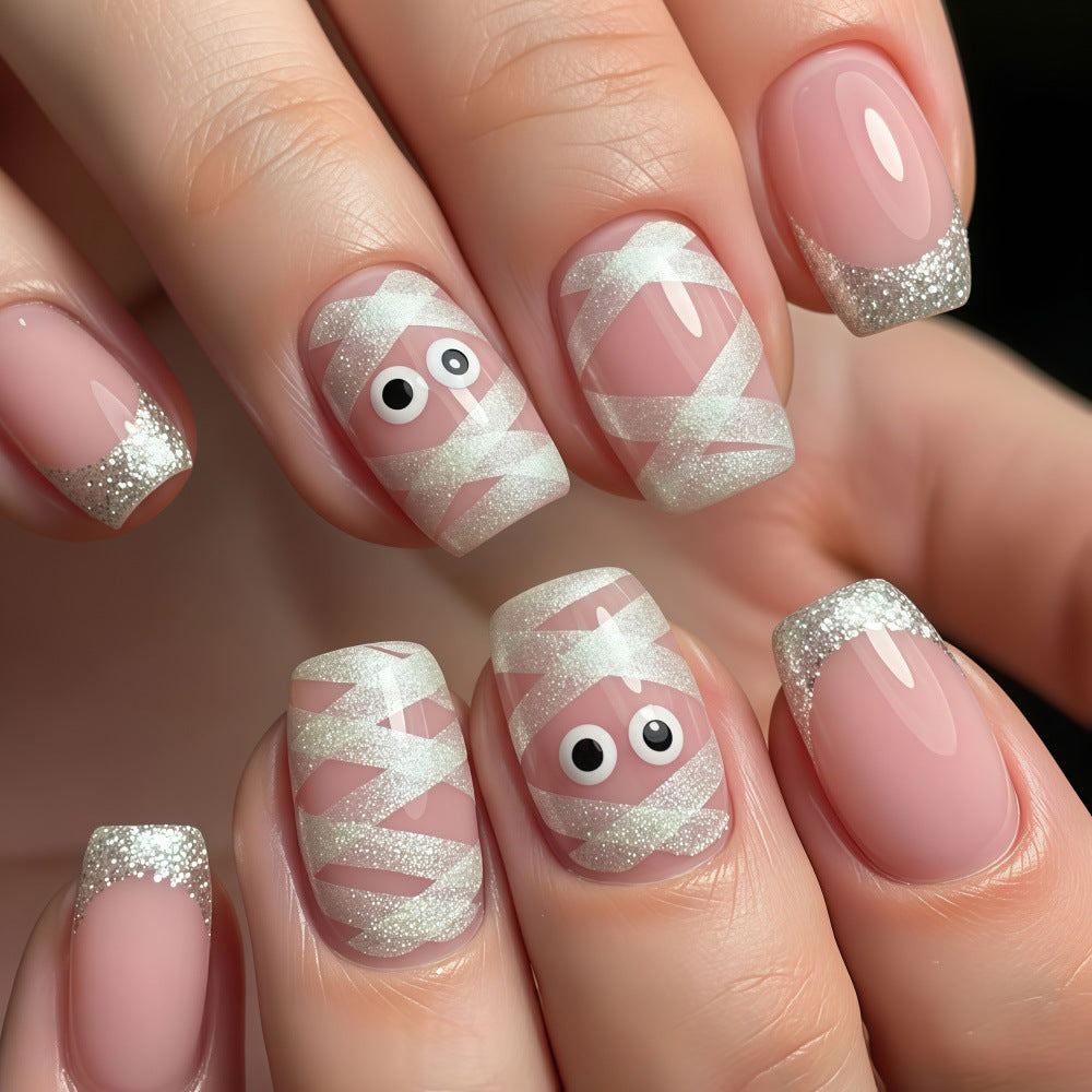 Bare color cartoon-style nails