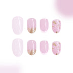 24pcs Oval White French gradient with glitter Nails