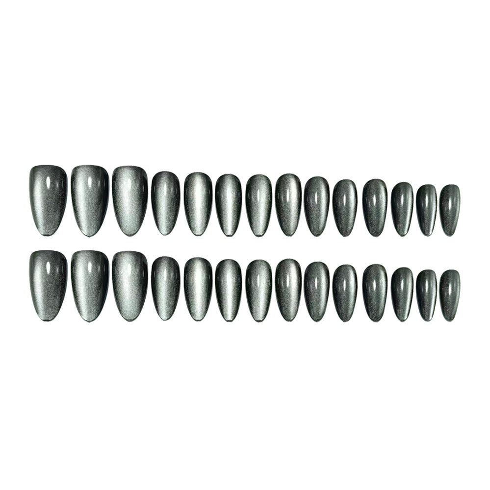 30pcs Black Cat Eye Starry Sky Press on nails