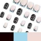 Square blue polka dot nails
